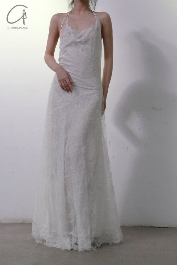 marc le bihan two piece lace dress 21205 WHITE